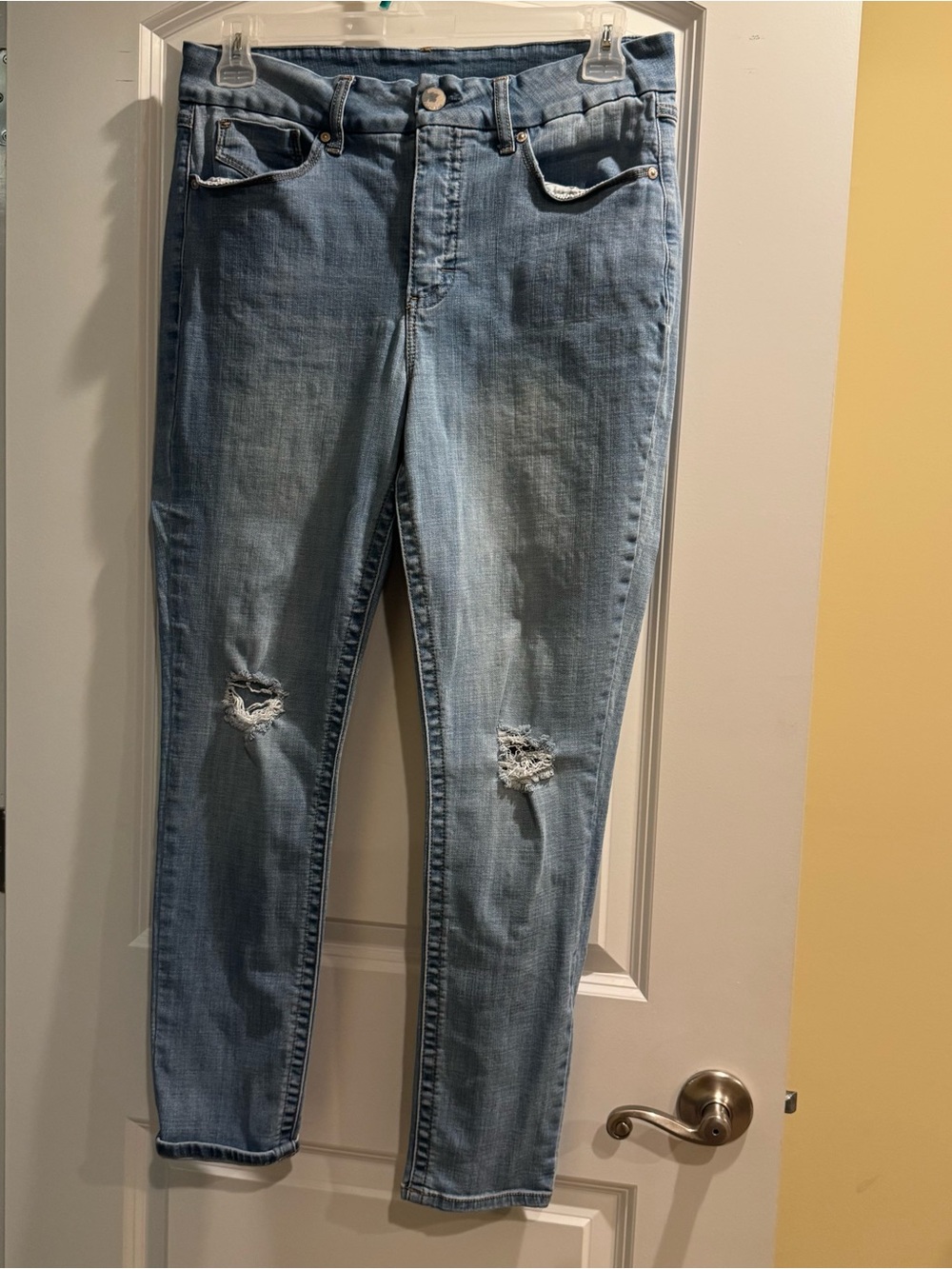 Seven7 Light Blue Distressed Skinny Jeans